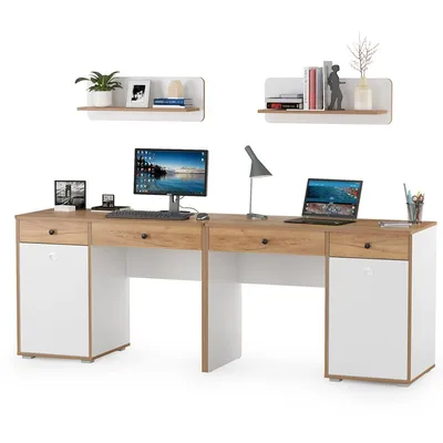 Компьютерный стол для ноутбука, письменный стол, учебный стол с полками,  ящиками, большой деревянный офисный стол для ПК, семейный игровой стол |  AliExpress