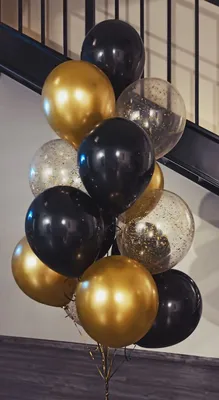 Черно-золотой набор гелиевых шаров - Кошык Кветак