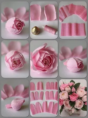Модные букеты из конфет своими руками - идеи и фото конфетных букетов |  Цветы из бумажных салфеток, Бумажная роза, Шаблон цветка