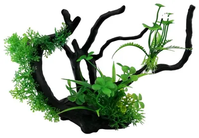 Купить искусственный декор для аквариума M993 Коряга с растениями 25x18 см,  цены в Москве на Мегамаркет | Артикул: 100043590762