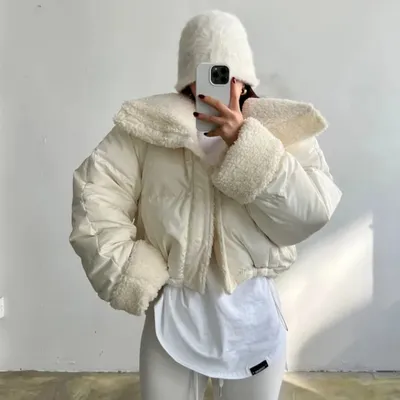 Короткая куртка с мехом белый/бежевый/черный OP SHOP! заказать в Киеве |  Украина