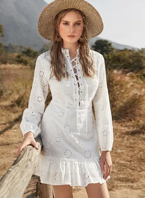 Выбираем короткое белое платье на лето не дороже 27$ | Короткие белые платья,  Модные стили, Кружевные рукава платья