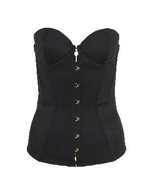 Gia Black Satin Steel Boned Waspie Corset Belt | Glamorous Corset