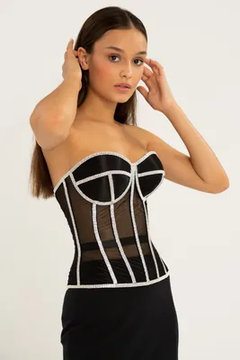 Miss Lola | Black Strapless Corset Top – MISS LOLA