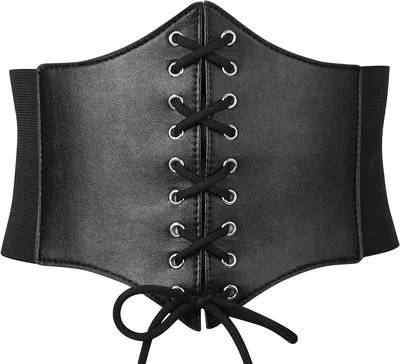 XZQTIVE Black Corset Waist Belt for Women, Wide Elastic Tie Waspie Belt for  Dresses 4.7inch at Amazon Women's Clothing store