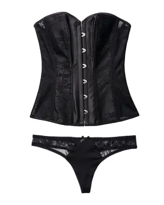 Ashoka Black Plus Boned Corset, XL-4X | Adore Me