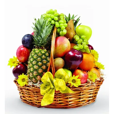 Подарочная корзина с фруктами, ягодами и цветами «Долина» — магазин  подарков Макс-ГИФТ