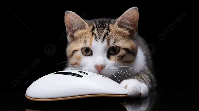 Кошка с мышкой на картинке, в хорошем качестве, jpg формат