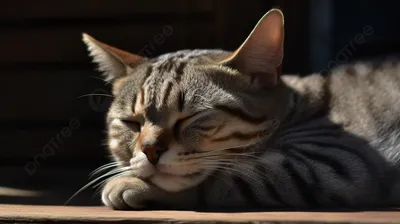Обворожительное изображение спящей кошки: бесплатно скачать в png