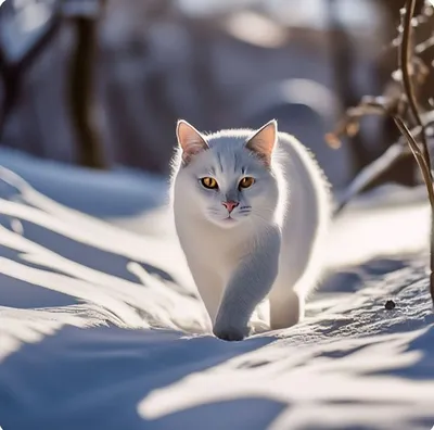 Кошка в лесу зимой - 74 фото