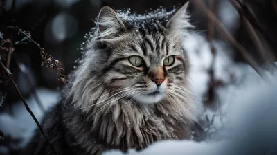 Разноцветный кот сидит на снегу брошенные кошки зимой | Премиум Фото