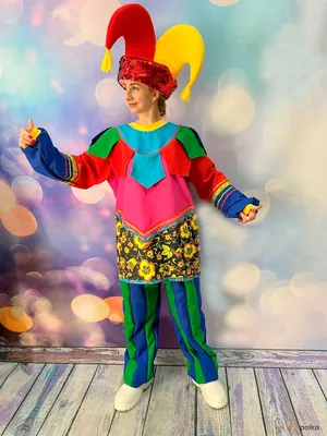 Купить карнавальный костюм \"скоморох петрушка\" м77 взрослый по цене 3 000 ₽  в Москве