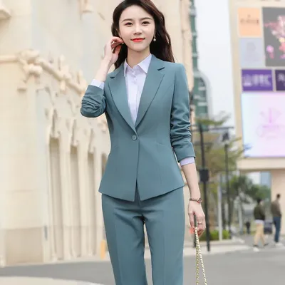 Костюмы Деловые женские, пиджак с длинным рукавом и брюки, деловая одежда  для офиса, весна | AliExpress