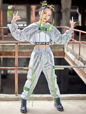 Костюмы NewJ azz с серебряными блестками для девочек, одежда для  современных танцев в стиле хип-хоп, танцевальные аксессуары | AliExpress