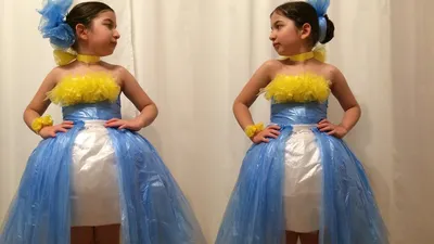 Девочка мастерски пародирует звёзд, надевая платья, сделанные из подручных  материалов