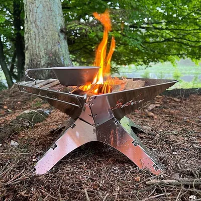 Туристическая костровая чаша-гриль Winnerwell Medium Flat Firepit с  решетками для угля и гриля для похода и кемпинга купить в MyBiggame