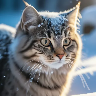 Кот в снегу фотографии