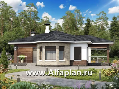 артикул КО-950 Одноэтажный дом с террасой (площадь 96 м²) all-proekt