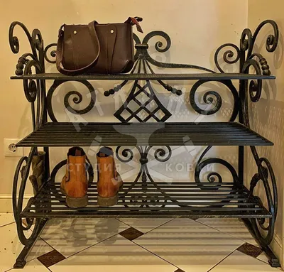Обувница Лилия с подушкой и двумя полками — Купить кованые обувницы в  Москве недорого