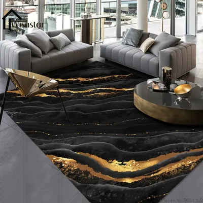 Черный и золотой ковер большого размера для гостиной, современные роскошные  декоративные абстрактные ковры для спальни, напольный ковер, коврик для  входа в дом | AliExpress