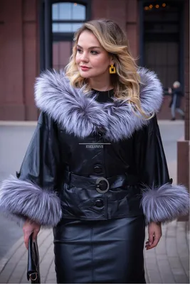 Красивая кожаная куртка мехом чернобурки в интернет-магазине Paffos.ru