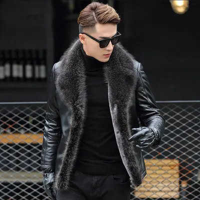 Купить зимняя мужская кожаная куртка на подкладке из меха лисицы antonio,  черная, размер 56, артикул 40820 по цене 67 990 руб. в Москве в магазине  Primo Vello