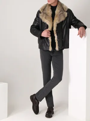 Купить Мужская куртка из натуральной кожи с воротником из меха енота и  интегрированным меховым корпусом. Мужская утолщенная кожаная куртка для  зимней облегающей шубы | Joom