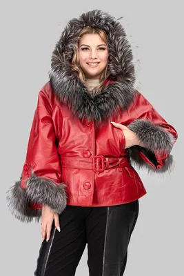 Продажа Зимней кожаной куртки с мехом енота дешево | Артикул:  I-8395-2-80-CH-EN