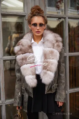 Кожаная куртка с мехом финского песца - Vintage Brown - коричневая купить с  доставкой в Москве | CITY FURS