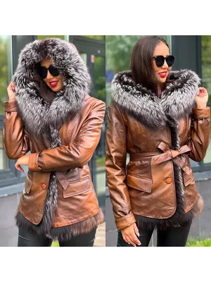 Женская кожаная куртка с мехом волка 611-2 в интернет-магазине Paffos.ru