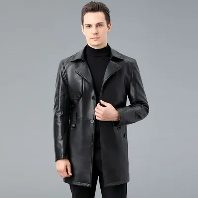 Новинка 2023, Мужское пальто, мужское деловое повседневное флисовое пальто,  мужское кожаное пальто средней длины, мужское зимнее пальто из  искусственной кожи | AliExpress