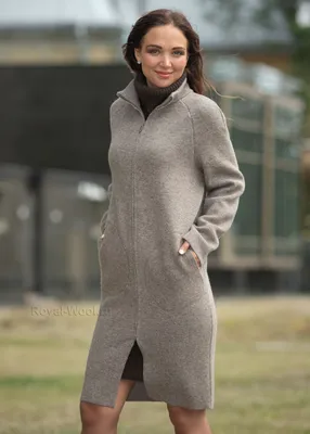 Трикотажное пальто женское на молнии | Купить с доставкой