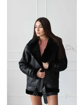 Купить Куртку - дублёнку с меховым купюшоном в интернет магазине | Артикул:  120-2-65-CH-BL-P