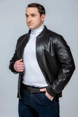 Мужская двубортная удлиненная кожаная куртка MG 2111 купить в Москве