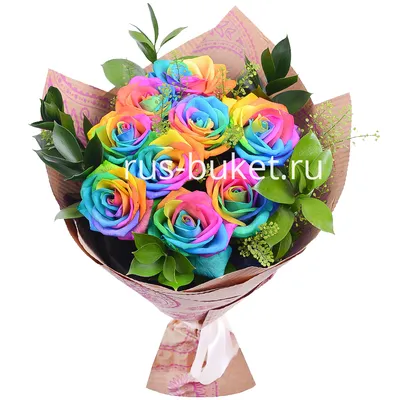 Разноцветные розы: цветочная композиция по цене 5 788 руб.