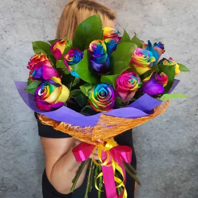 Купить Букет из 21 крашеной розы \"Самоцвет\" в Томске - доставка цветов МАКИ