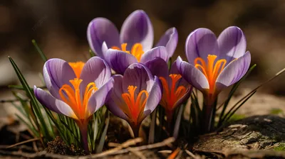 Красивые Фиолетовые Крокус Цветы Саду стоковое фото ©Wirestock 563979270
