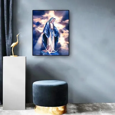 Дева Мария холст по мне Лили настенное искусство мать Бога искусство  красивые женщины в белом и синем платье живопись плакат Декор | AliExpress