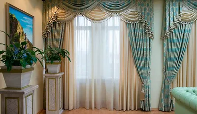 Красивые шторы в зал или гостиную - портьеры и ламбрекены, фото
