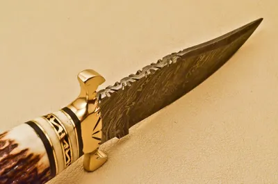 BEAUTIFUL CUSTOM HAND MADE DAMASCUS STEEL HUNTING BOWIE KNIFE HANDLE STAG  HORN | eBay