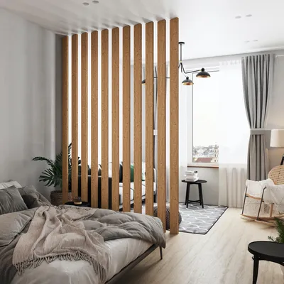 Реечные деревянные перегородки для зонирования комнаты от Sofia - купить в  Краснодаре