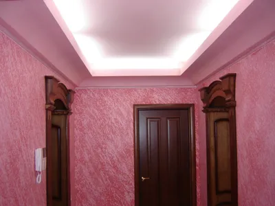 Двухуровневый потолок в коридоре - 74 фото