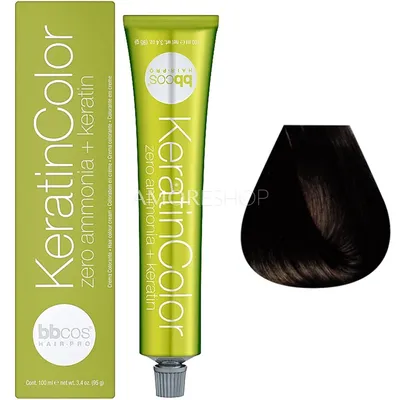 Безаммиачная краска для волос BBcos Keratin Color 4.07 каштановый  натуральный табачный 100 мл купить в Украине | Coloristika