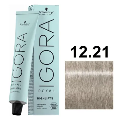 Schwarzkopf Igora Royal Highlifts Крем-краска для волос 12/21 специальный  блондин пепельный сандрэ 60мл — купить в интернет-магазине «Проф Косметика»
