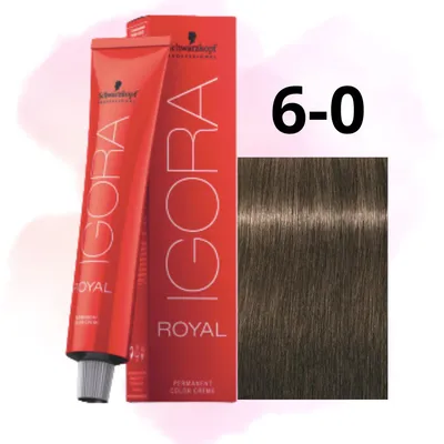 Schwarzkopf Professional Краска для волос Igora Royal 6-0 тёмно-русый  натуральный, 60 мл - купить с доставкой по выгодным ценам в  интернет-магазине OZON (811506689)