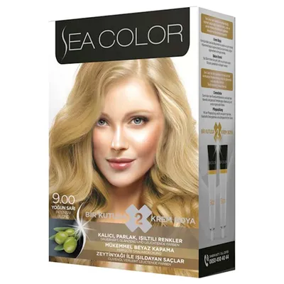 Крем-краска для волос Sea Color 9.00 Yoğun Sarı, Интенсивный желтый, 100 мл  - купить в Баку. Цена, обзор, отзывы, продажа