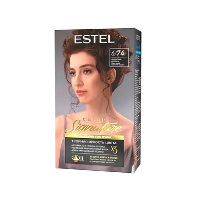 Estel color signature крем-гель краска стойкая для волос в наборе тон 6/74  парижские каштаны - цена 351 руб., купить в интернет аптеке в Москве Estel  color signature крем-гель краска стойкая для волос