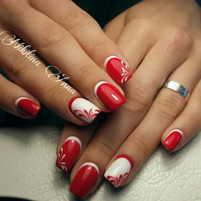 Картинки по запросу маникюр френч с красным | Red and white nails, Trendy  nail design, Red nails