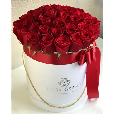 Красные розы в розовой шляпной коробке (19 шт) за 2550р. Позиция № 1854
