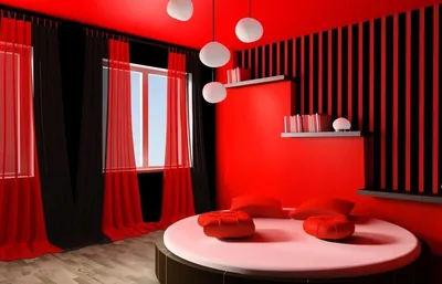 Красные шторы в интерьере | Стоимость готовых
